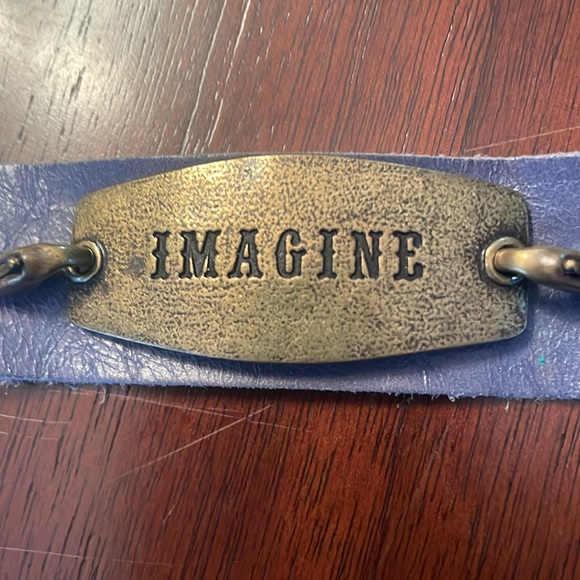 Lenny and Eva Leather bracelet with metallic interchangeable sentiment - Picture 2 of 5